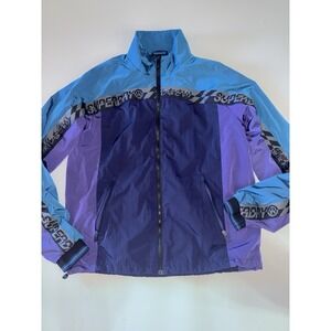 Superdry Track Jacket Large Blue Purple Retro Full Zip Windbreaker Mesh Japanese